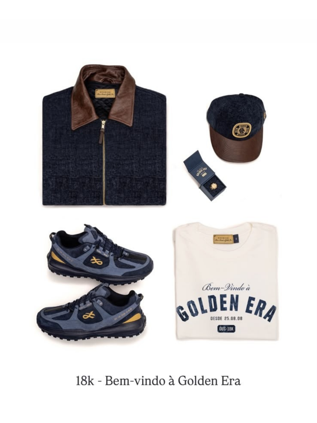 Colección ÖUS Golden Era 18k: chaqueta, jockey, zapatillas y polera