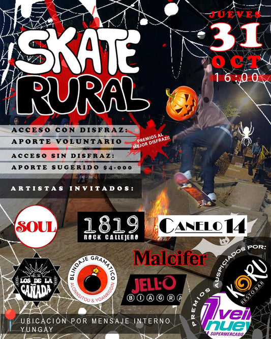 Evento Skate Rural " De Disfrases " Yungay Region de Ñuble