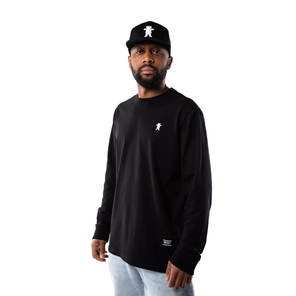 Polera Grizzly Griptape Manga Larga Hombre Embroidered OG Bear Negro