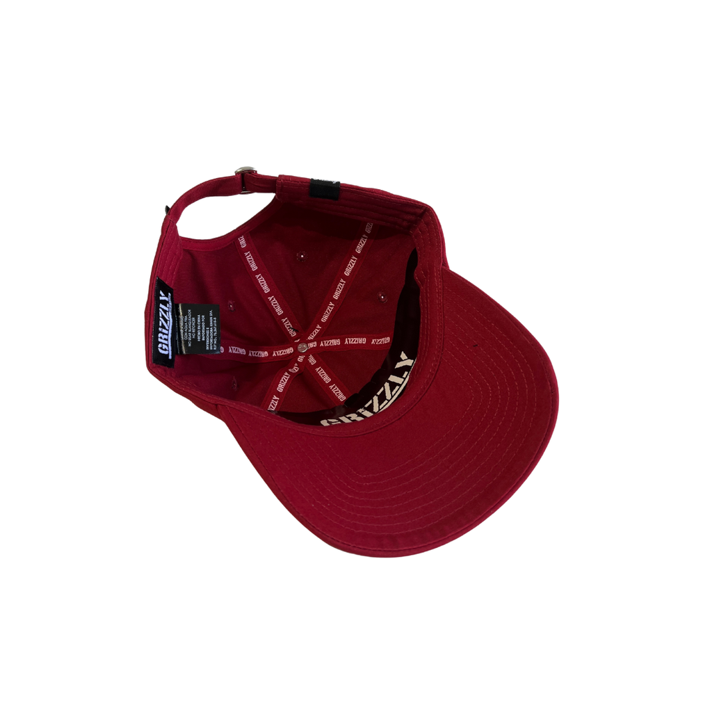 Jockey Grizzly OG BEAR MINI DAD HAT FRONT DIRECT FLAT EMBROIDERY Burgundy