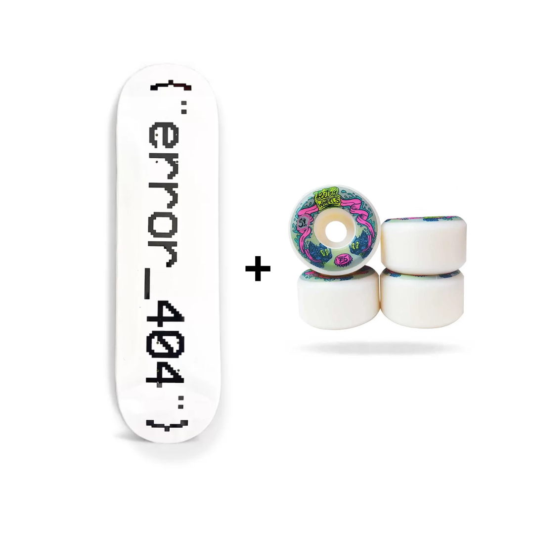 Pack nacional  Tabla error logo white + ruedas retro s5 54mm