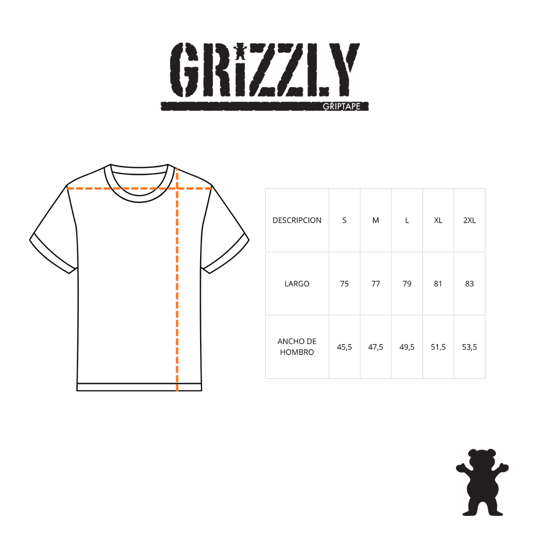 Polera Grizzly Griptape EMBROIDERED OG BEAR Cafe