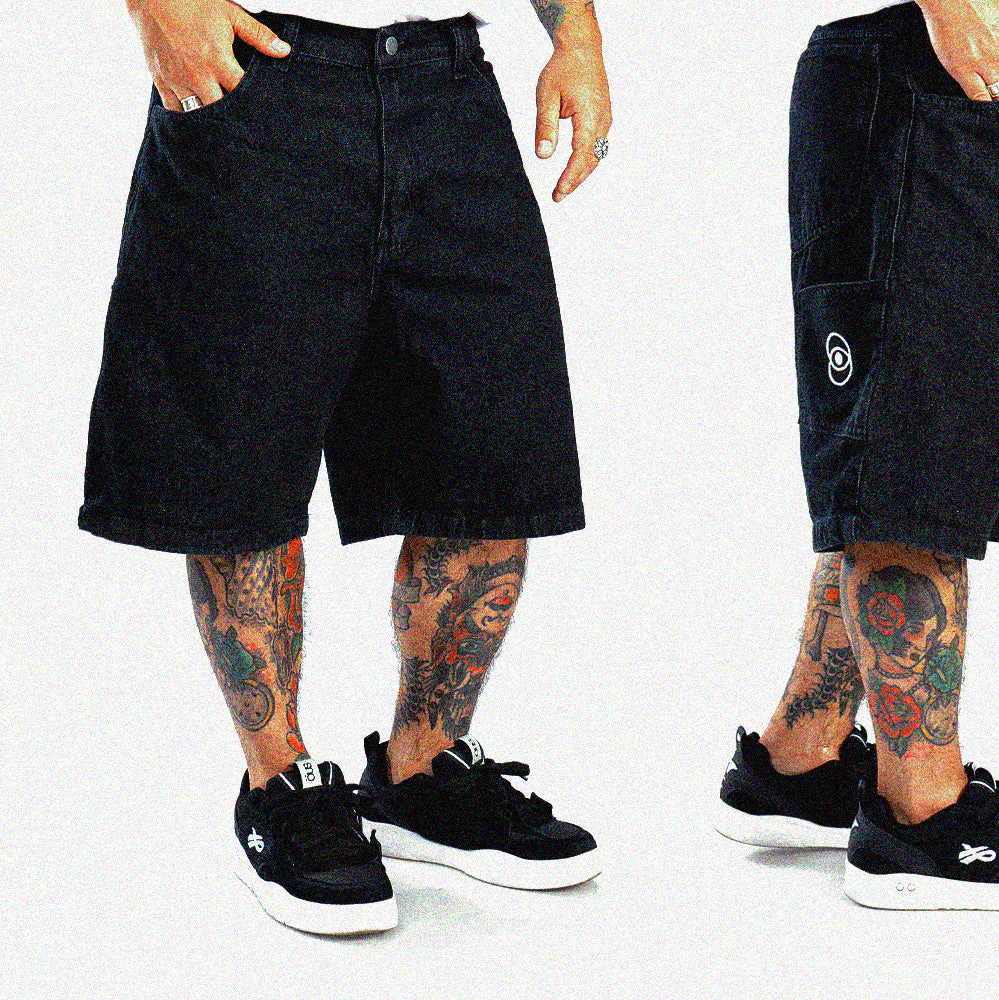 Short corto centro brand   negro